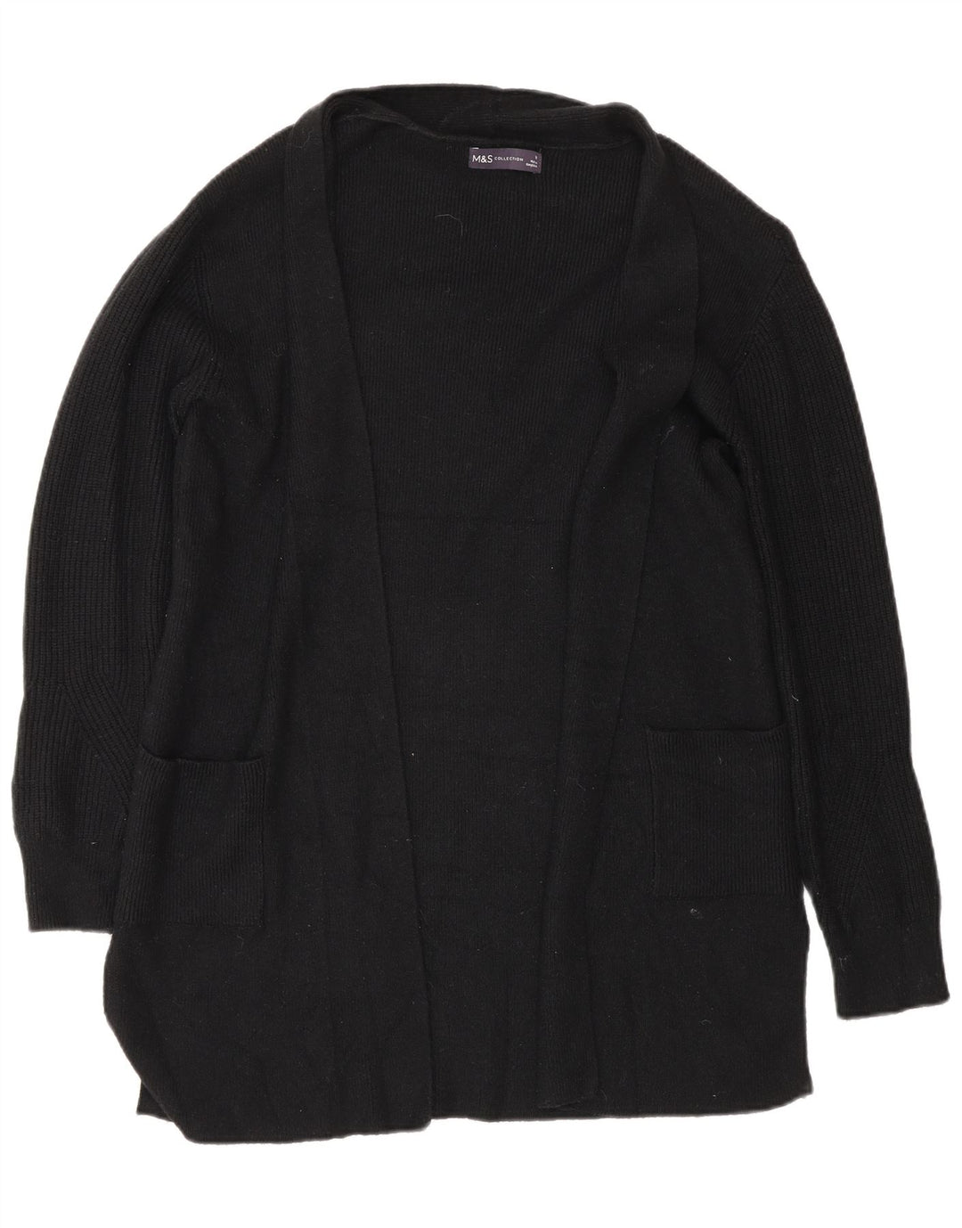 Marks & Spencer Womens Longline Cardigan Sweater UK 10 Small Black
