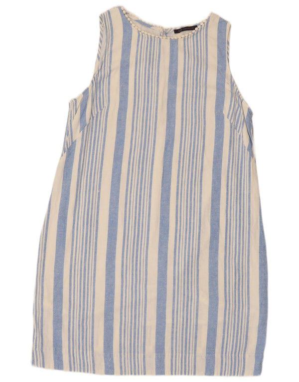 Marks & Spencer Womens Sleeveless Basic Dress UK 16 Large Blue Striped