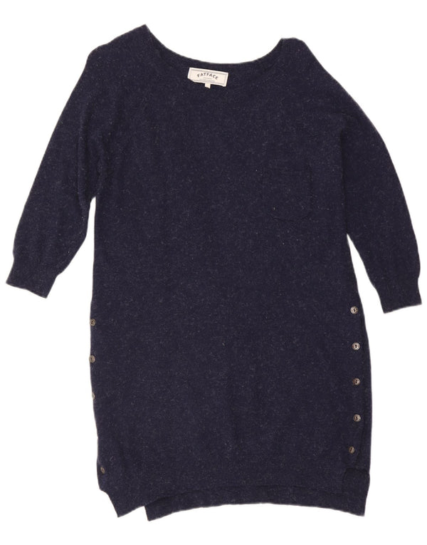 Fat Face Womens 3/4 Sleeve Jumper Dress UK 10 Small Navy Blue Flecked