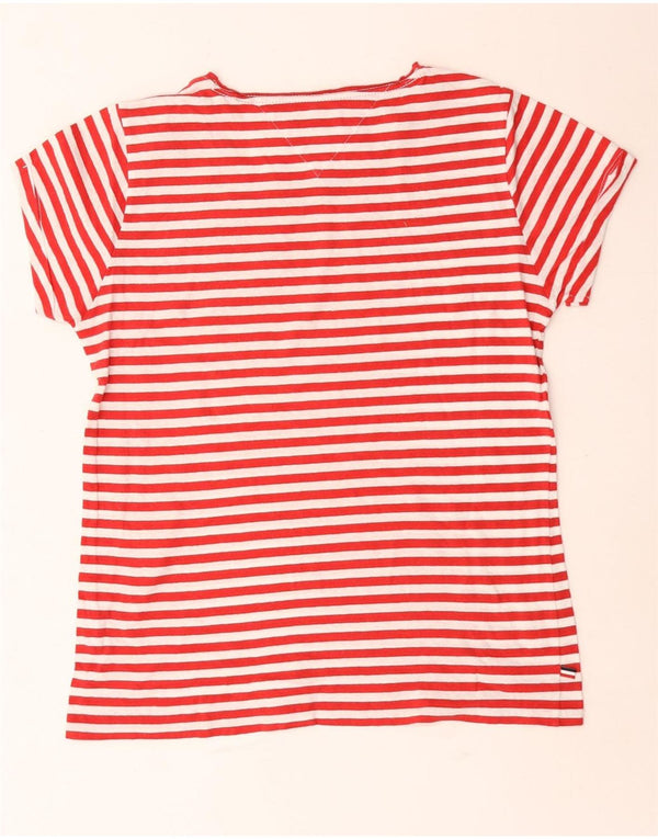 Tommy Hilfiger Damen T-Shirt Top UK 14 Mittelrot gestreift