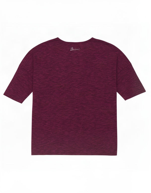Desigual Damen Übergroßes Grafik-T-Shirt-Oberteil UK 18 XL Kastanienbraun mit Blumenmuster