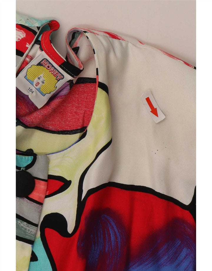 Blusa feminina C&A com estampa abstrata UK 16 grande multicolorida