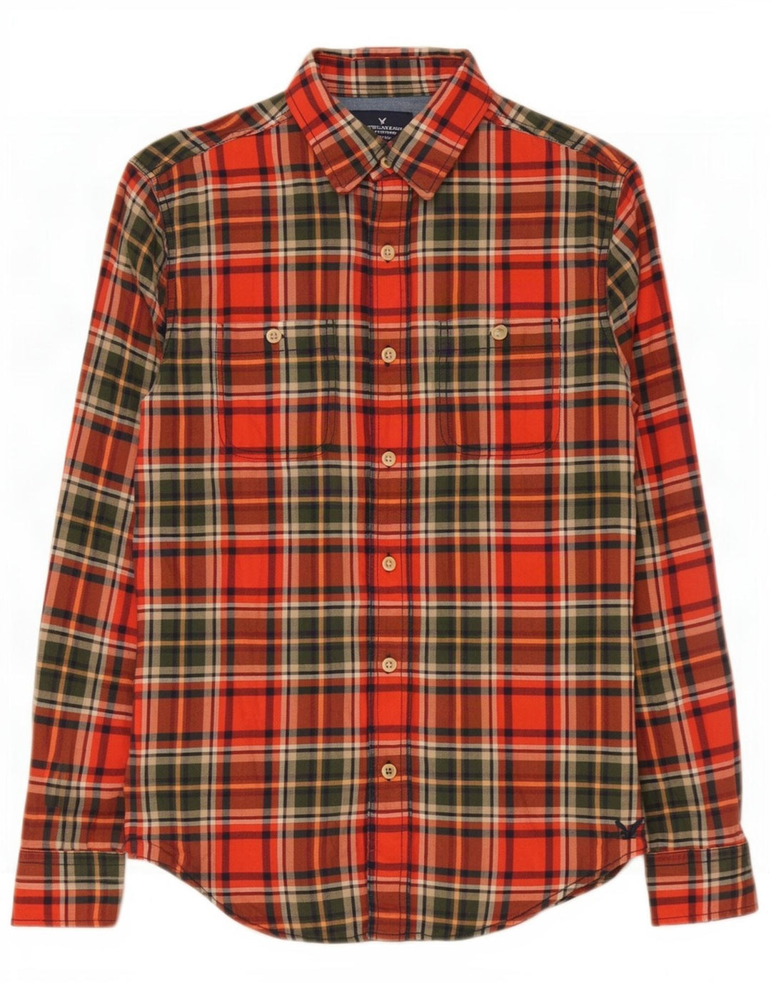 American Eagle Outfitters Mens Classic Fit Flannel Shirt Small Red Check