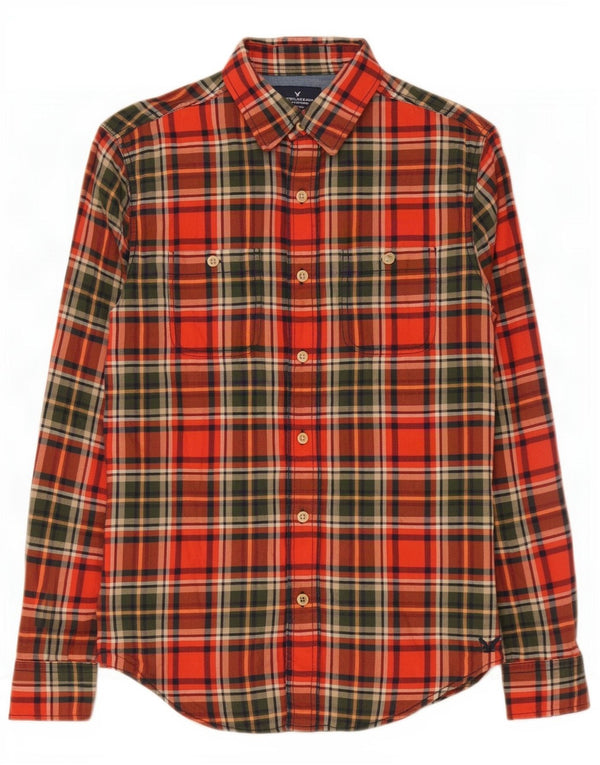 American Eagle Outfitters Mens Classic Fit Flannel Shirt Small Red Check