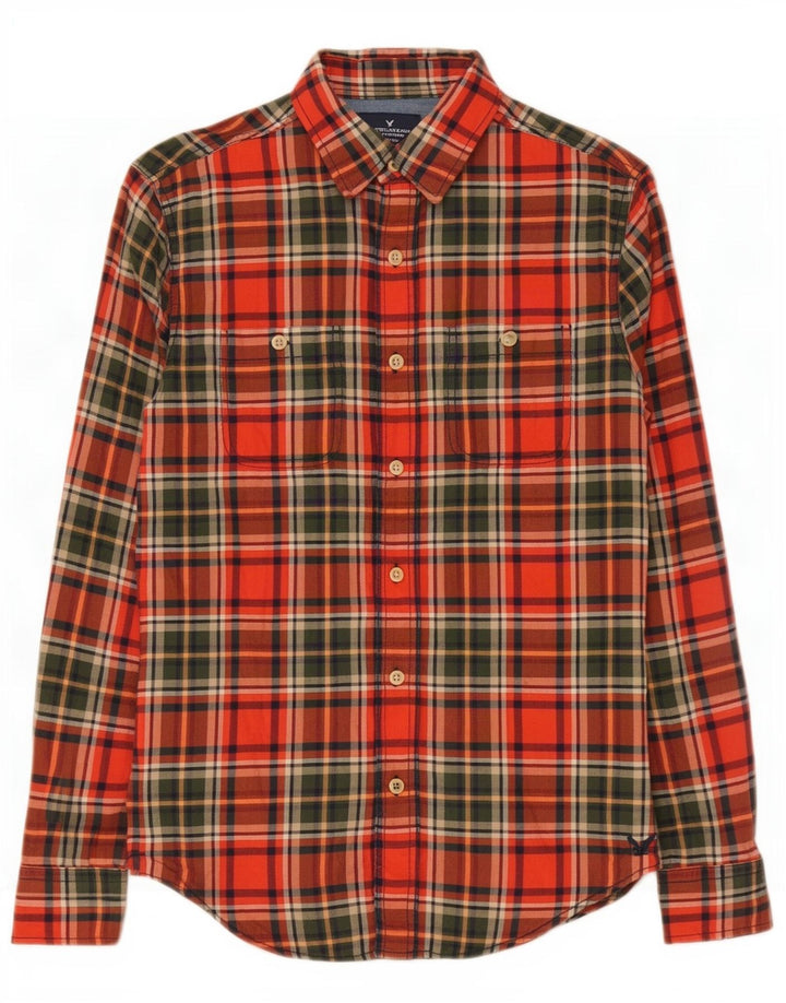 American Eagle Outfitters Mens Classic Fit Flannel Shirt Small Red Check