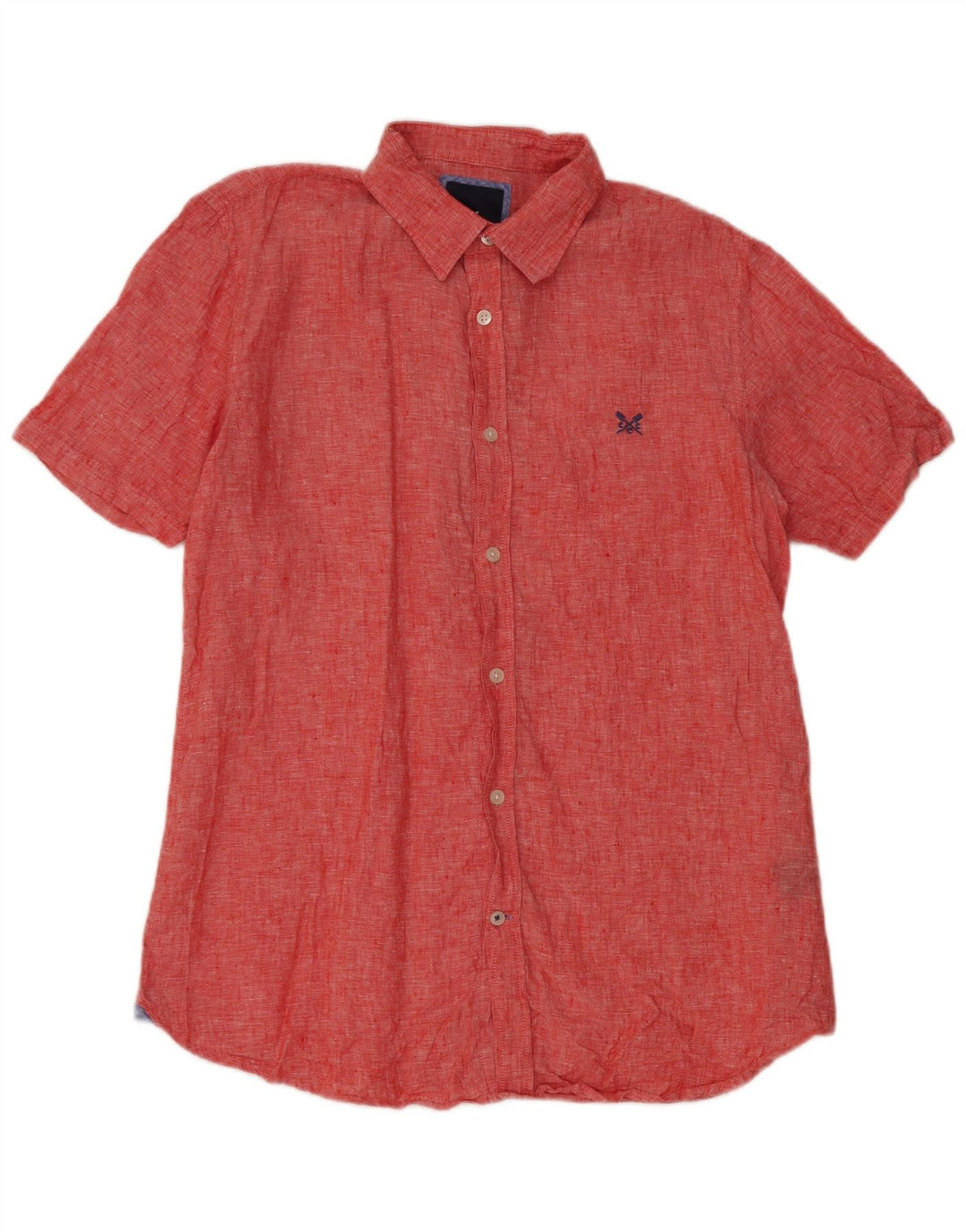 Crew Clothing Herren Kurzarmhemd Mittelrotes Leinen