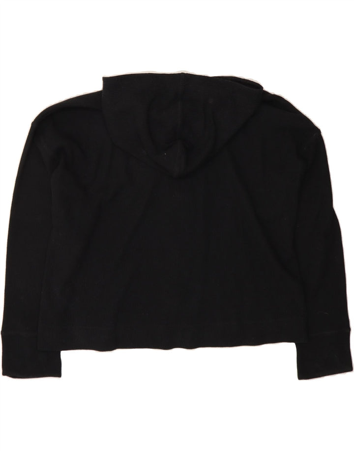 LOTTO Womens Oversized Zip Hoodie Sweater UK 12 Medium Black Polyester Vintage Lotto and Second-Hand Lotto from Messina Hembry 