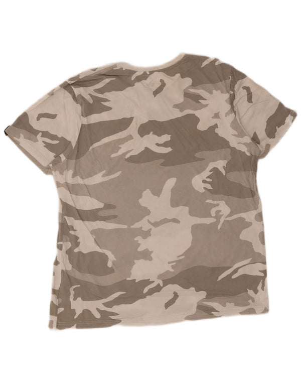 Alpha Industries Mens Graphic T-Shirt Top Large Grey Camouflage Cotton