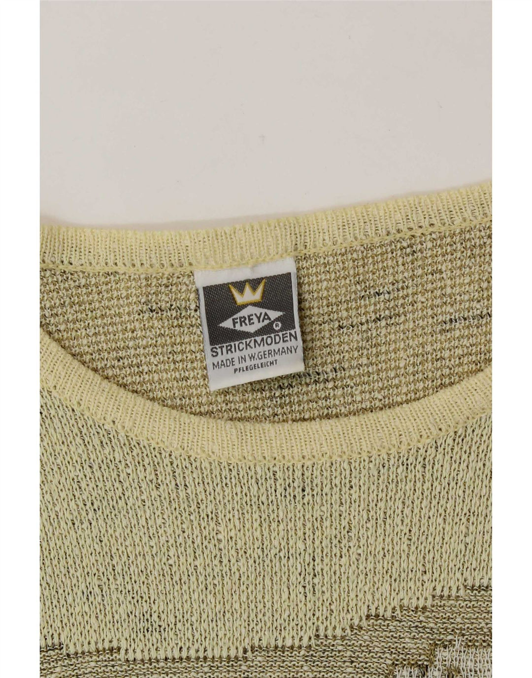 Freya Womens Graphic Boat Neck Jumper Sweater UK 14 Medium Yellow