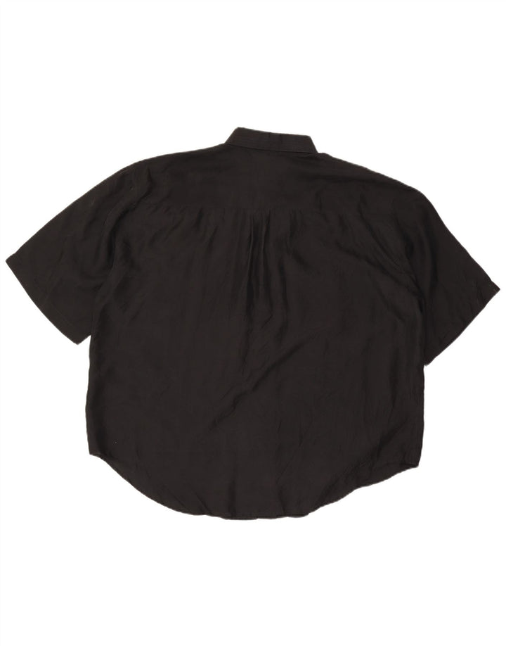 Miss Joy Womens Short Sleeve Oversized Shirt IT 46 Large Black Silk