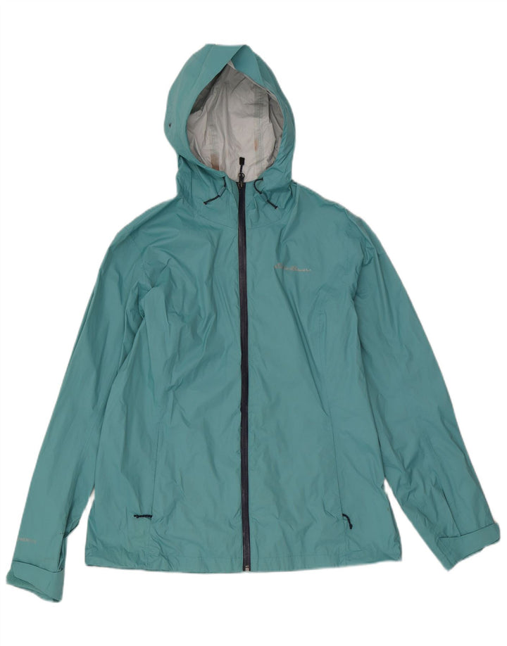 Giacca antipioggia con cappuccio da donna Eddie Bauer UK 14 nylon blu medio