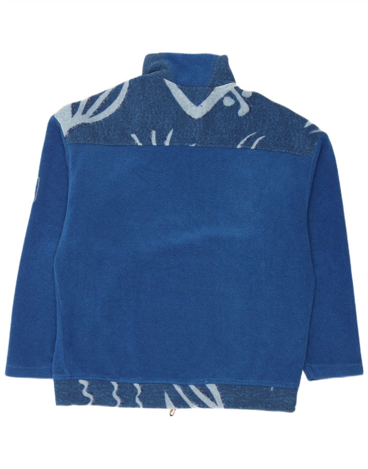 Dubin Mens Zip Neck Fleece Jumper IT 52 Large Blue Geometric Polyester