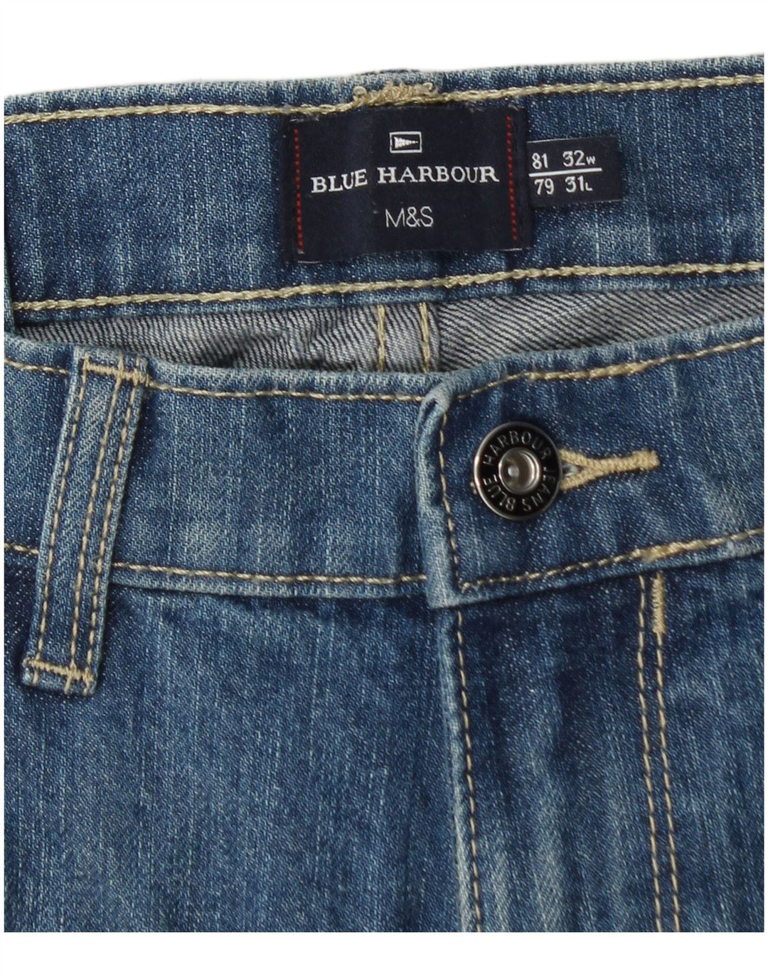 Marks & Spencer Mens Blue Harbour Straight Jeans W32 L31 Blue Cotton