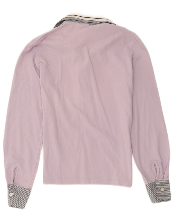 Fred Perry Womens Rugby Polo Shirt UK 12 Medium Purple Colourblock