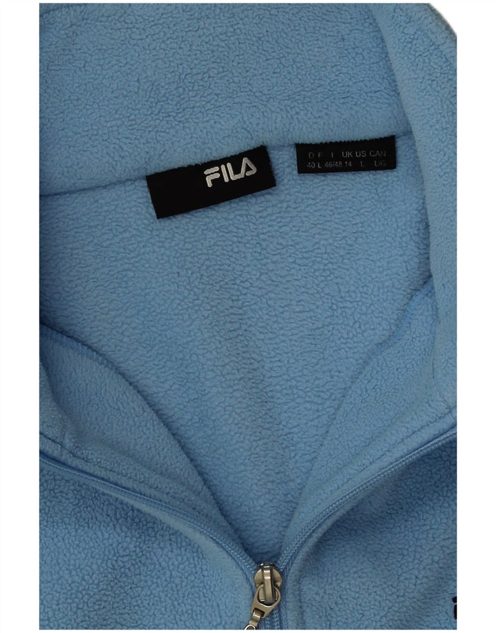 Fila Womens Zip Neck Fleece Jumper UK 14 Large Blue Polyester
