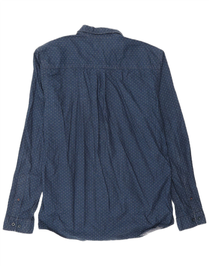 JACK & JONES Herren-Hemd, groß, marineblau gepunktete Baumwolle