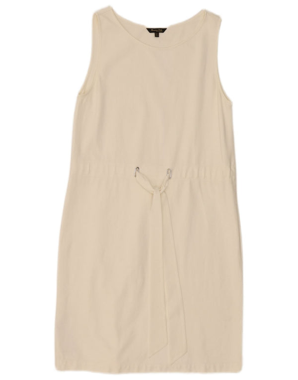 Massimo Dutti Robe droite sans manches pour femme UK 12 Polyester blanc moyen
