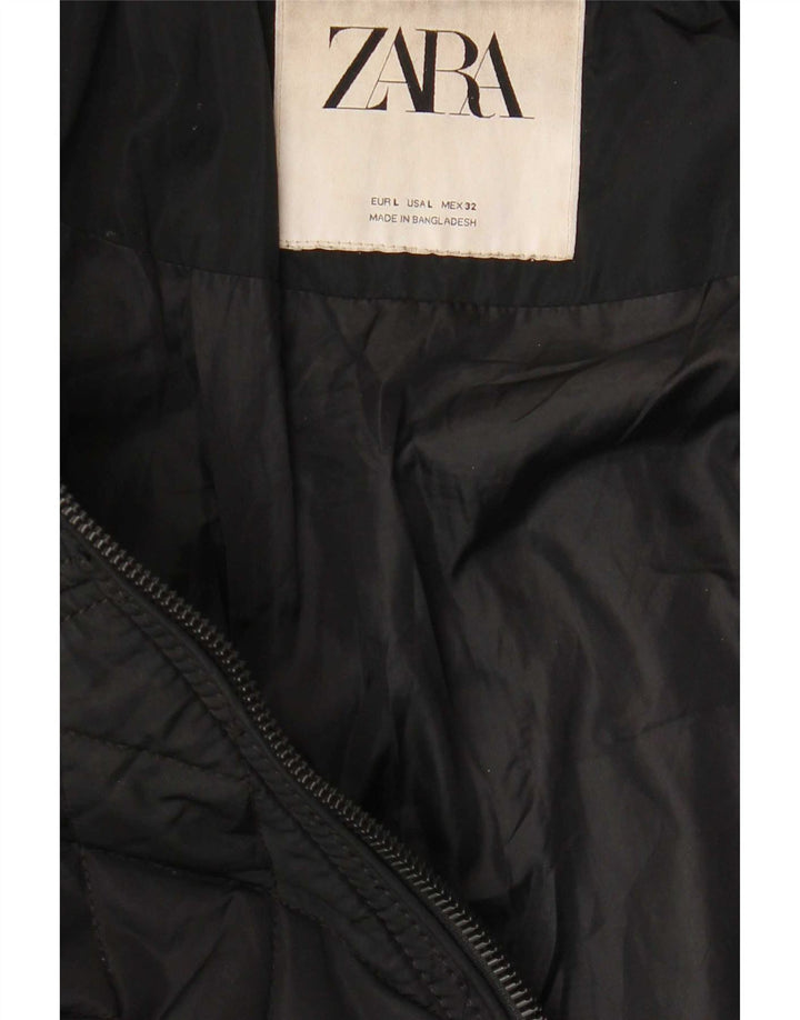 Zara Mujer Chaqueta Acolchada UK 46 Grande Poliéster Negro