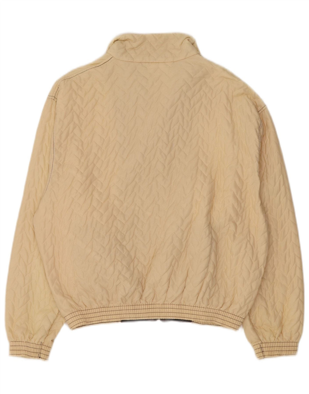 VINTAGE Veste Bomber Femme UK 16 Grand Polyester Beige
