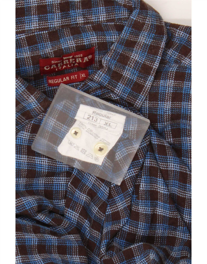 Carrera Mens Regular Fit Flannel Shirt XL Blue Check Cotton
