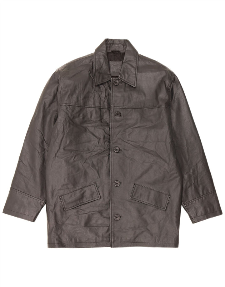 Jaqueta de couro masculina vintage UK 40 grande preta