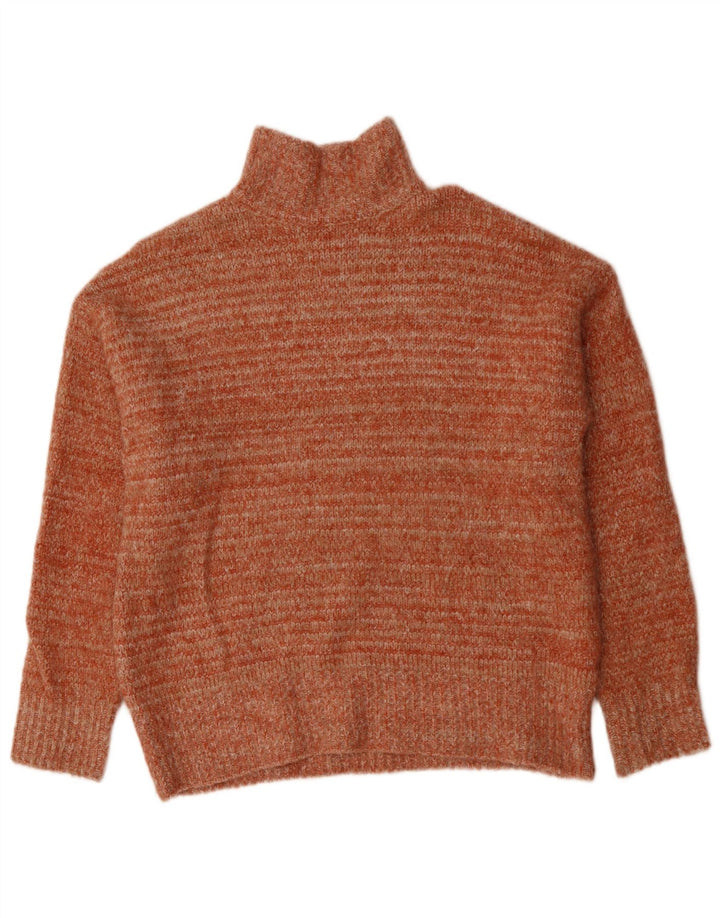 ZARA Pull surdimensionné à col roulé pour femme UK 6 XS Orange Polyester