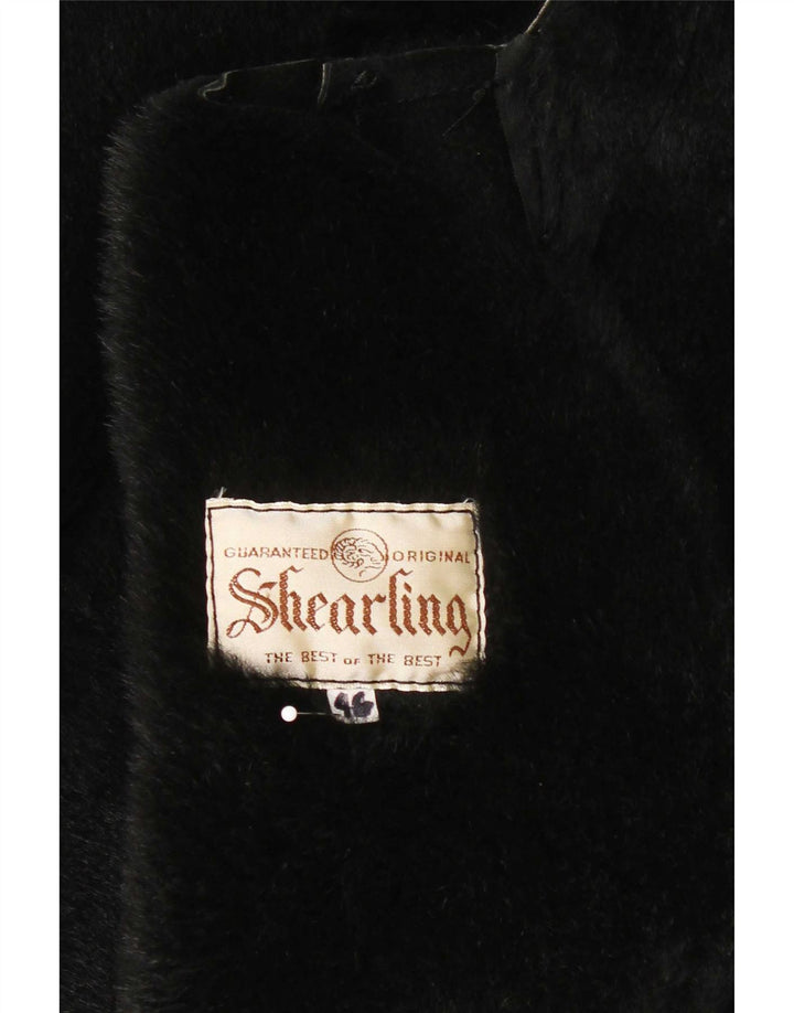 Vintage Womens Oversized Shearling Coat IT 46 Large Black Shearling