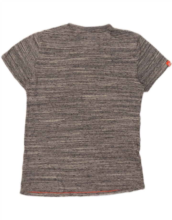 Superdry Homme T-Shirt Top Large Gris Moucheté Coton