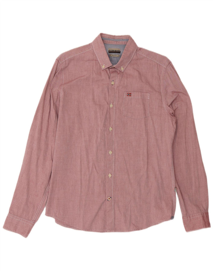 Napapijri Mens Slim Fit Shirt Large Pink