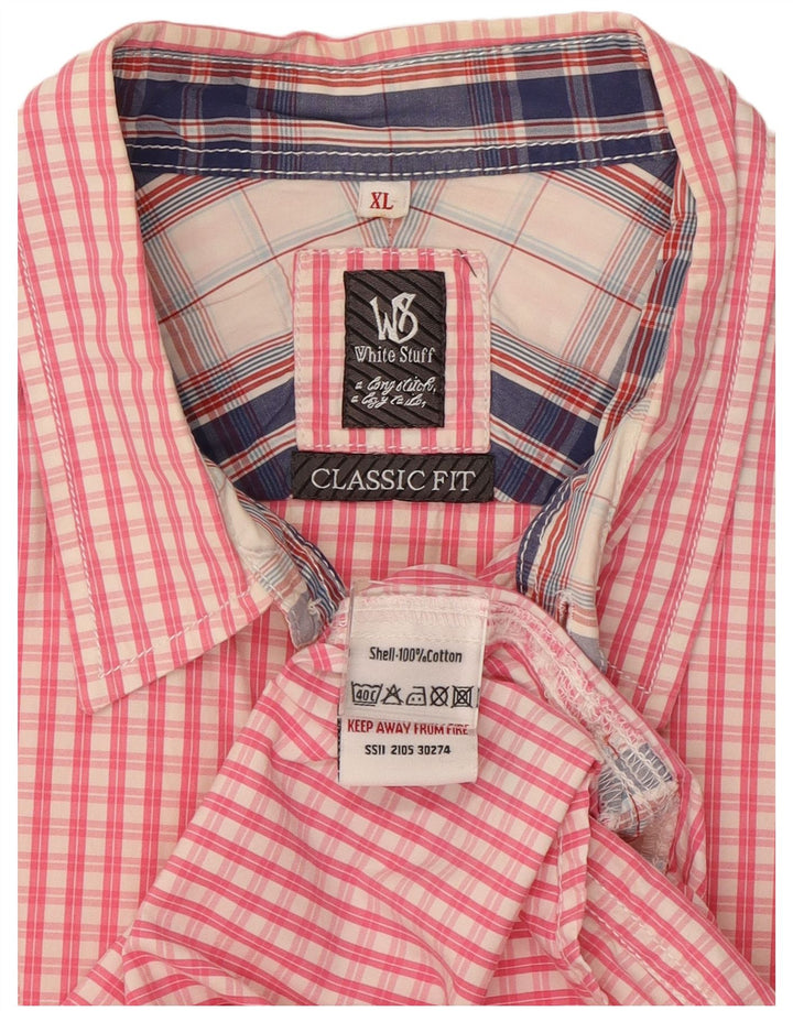 White Stuff Mens Classic Fit Shirt XL Pink Check Cotton