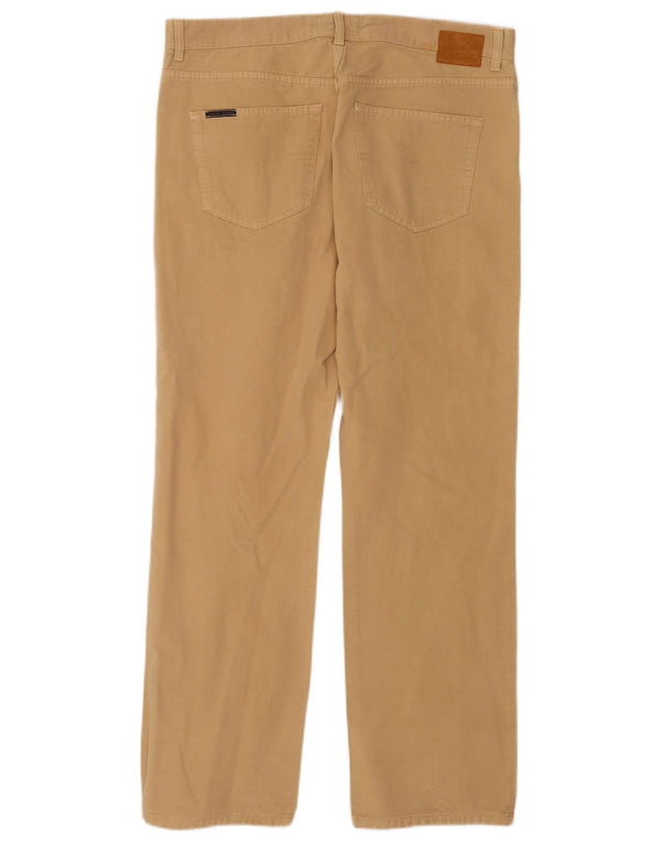 Gant Mens Straight Casual Trousers W36 L32 Beige Cotton