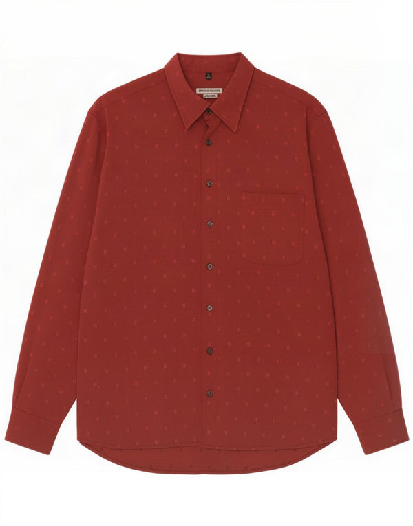 Canda Mens By C&A Shirt Size 39 40 Medium Burgundy Spotted Viscose