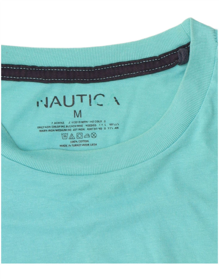 Nautica Mens Graphic T-Shirt Top Medium Turquoise Cotton