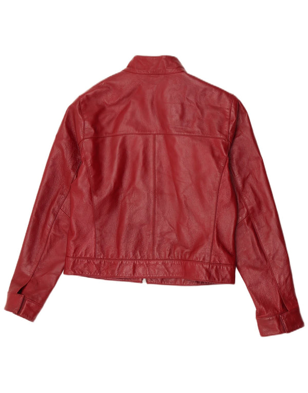 HELLINE Chaqueta de cuero para mujer UK 12 Cuero rojo mediano