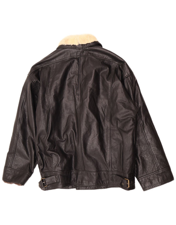Jaqueta de couro masculina vintage IT 50 Medium Black Colourblock