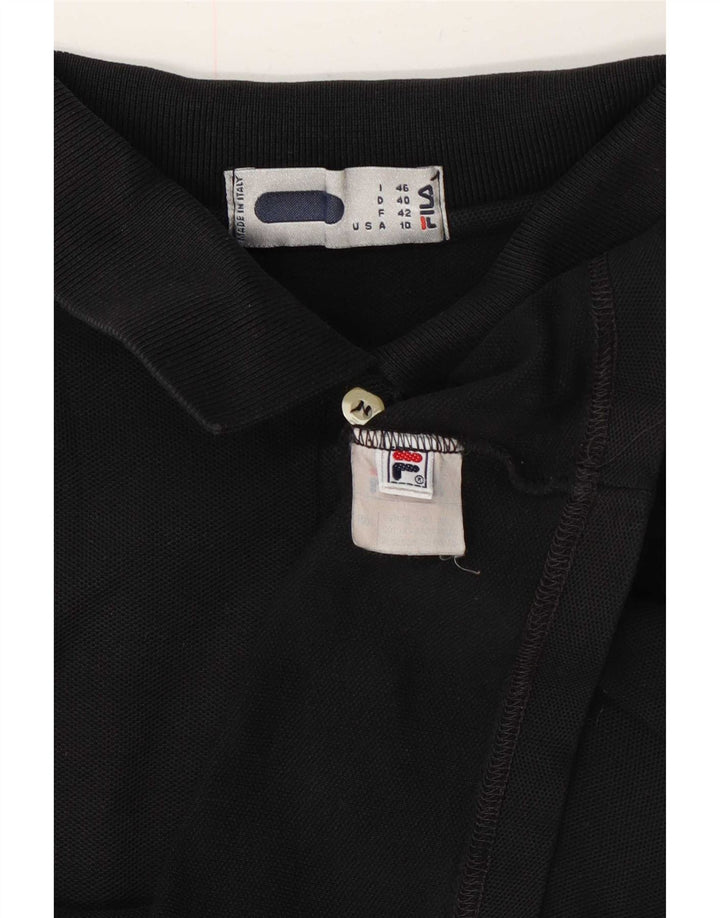 Fila Damen Poloshirt IT 46 Large Schwarz Baumwolle