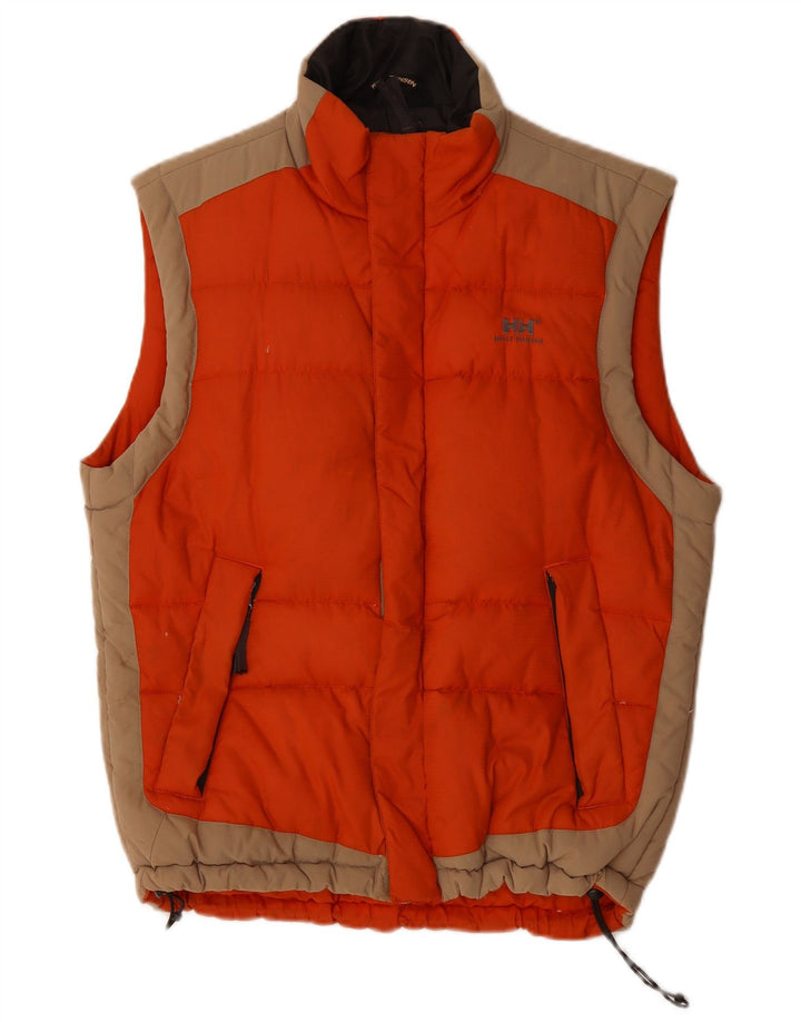 HELLY HANSEN Mens Padded Gilet UK 38 Medium Orange Colourblock Nylon