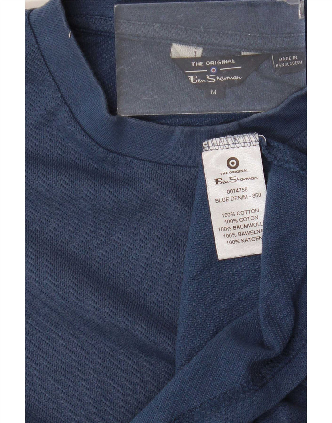 Ben Sherman Mens T-Shirt Top Medium Navy Blue Cotton