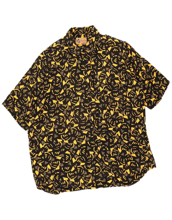Dino Erre Mens Short Sleeve Shirt Large Black Geometric