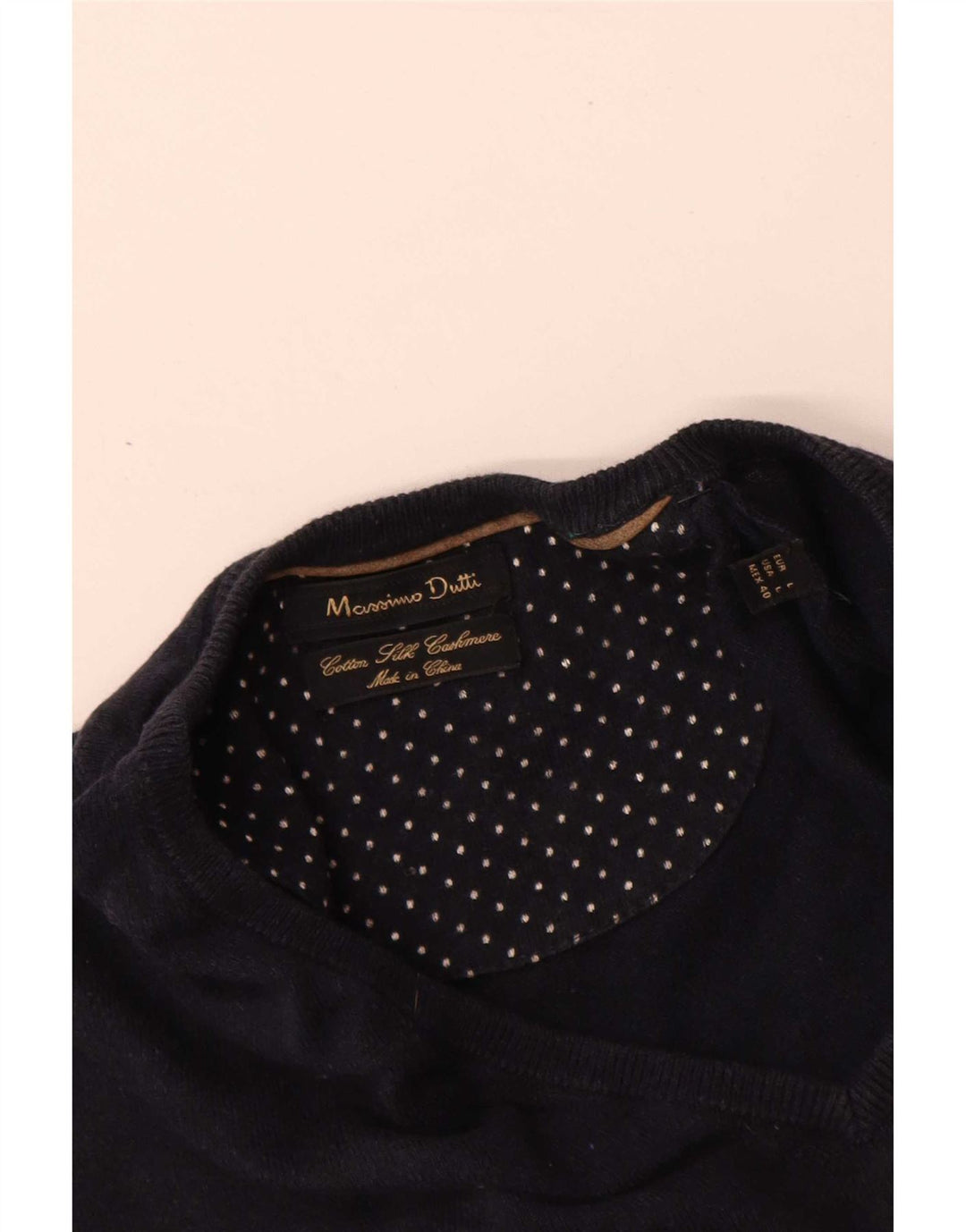 Massimo Dutti Maglione da uomo con scollo a V grande in cotone blu navy