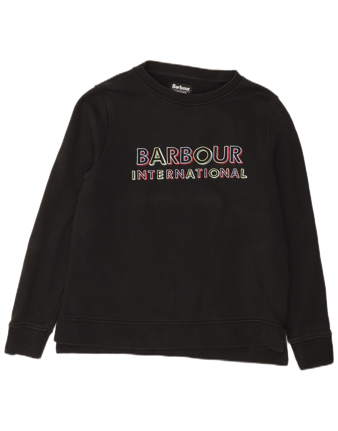 Barbour Womens Graphic Sweatshirt Jumper UK 12 Medium Black Cotton