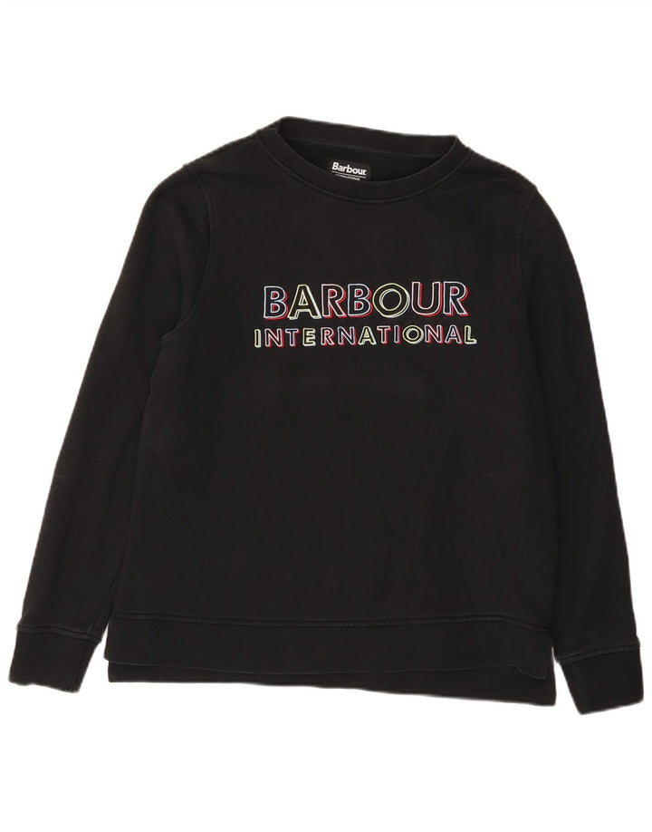 Barbour Womens Graphic Sweatshirt Jumper UK 12 Medium Black Cotton