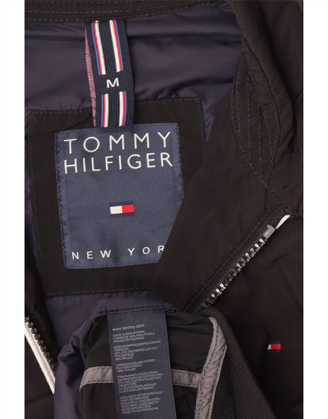 Tommy Hilfiger Herre Bomber Jacket UK 38 Medium Sort Polyester