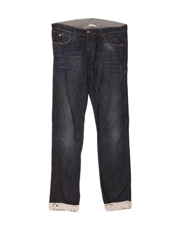 GF Ferre Damen-Jeans mit niedriger Taille, schmal, Größe 48, XL, W34, L31, Marineblau, Farbblock