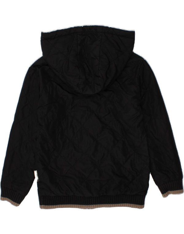 BURBERRY Boys Hooded Reversible Jacket 4-5 Years Black Polyester