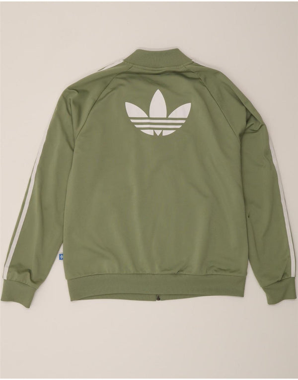 Giacca da ginnastica grafica da donna Adidas UK 16 grande poliestere verde