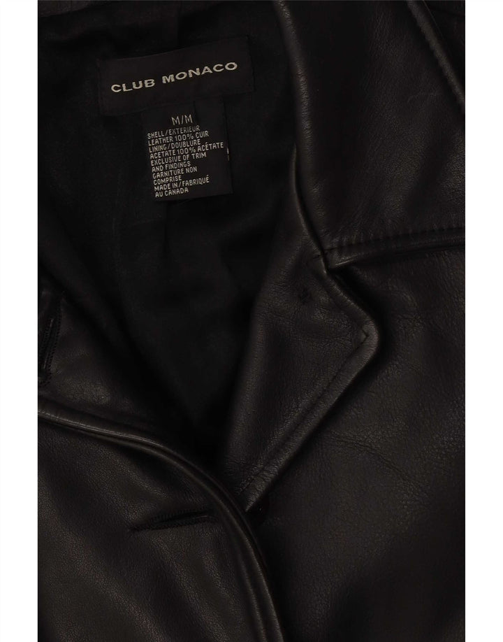 Club Monaco Damen Lederjacke UK 14 Mittelschwarzes Leder