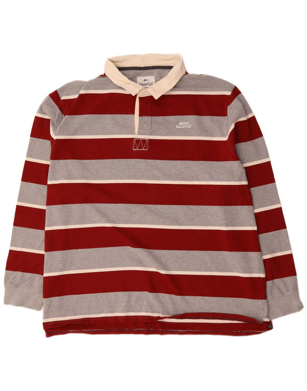 Polo da rugby da uomo a maniche lunghe Weird Fish 4XL cotone a righe rosse