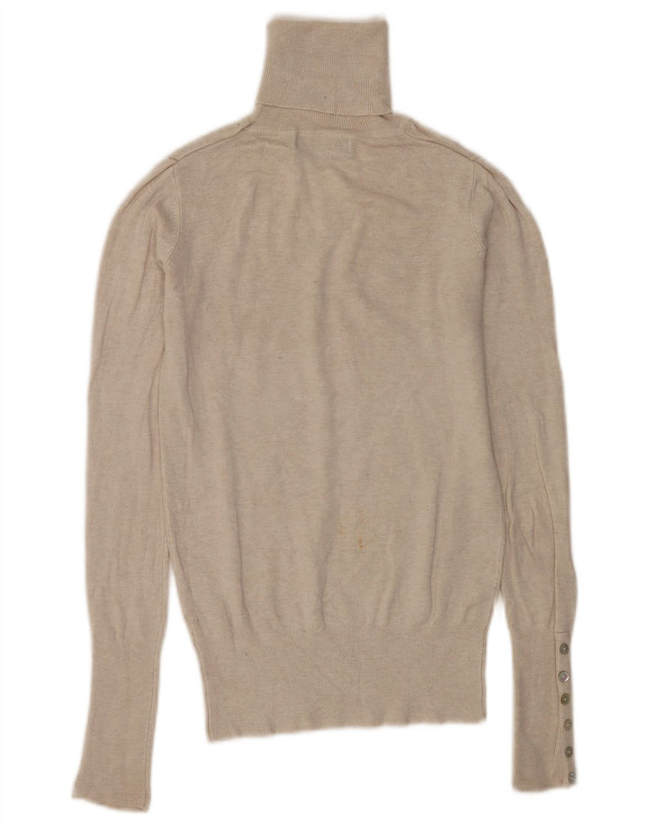 Zara Womens Roll Neck Jumper Sweater UK 10 Small Beige Rayon
