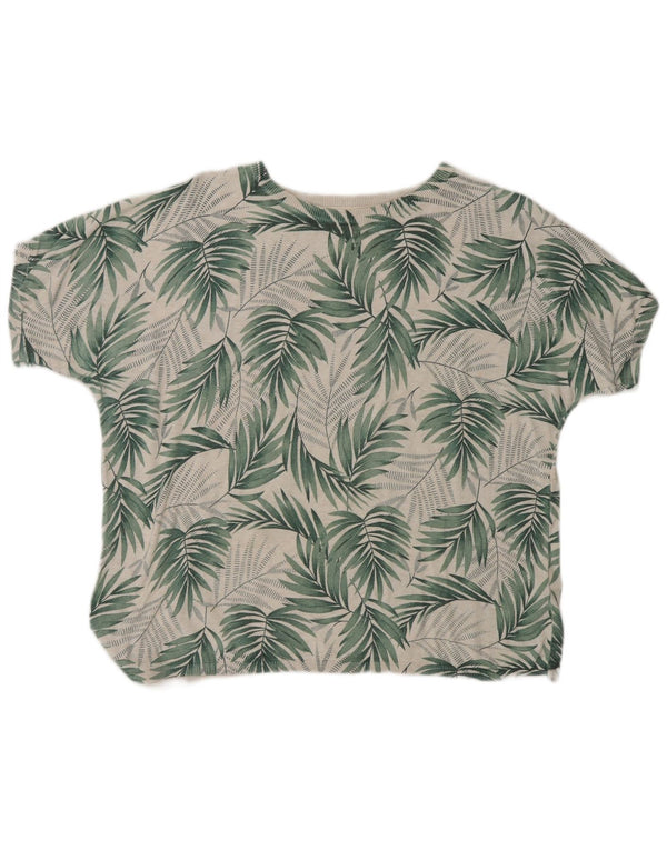 Fat Face Dame T-Shirt Top UK 12 Medium Grøn Blomster Bomuld